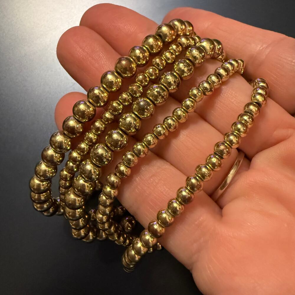 Set of Gold Tone Mixed Metal Beaded Bracelets - Picture 7 of 9